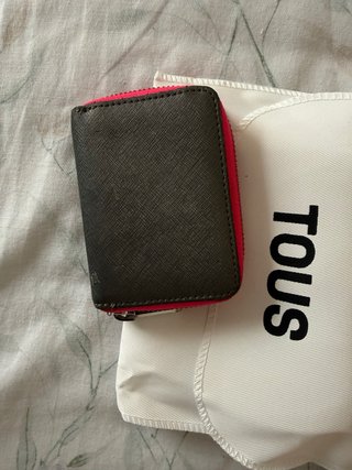 Cartera monedero Tous gris plata y rosa