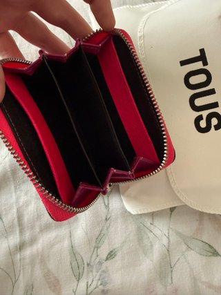 Cartera monedero Tous gris plata y rosa