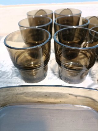 Lote Vajilla Vereco Cristal Marrón