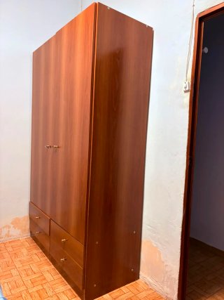 Armario Madera Nogal 2 Puertas 4 Cajones