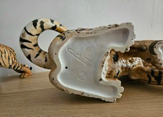 Pareja Tigres Porcelana Vintage C. Martinu.