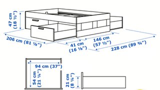 Base Cama 1.4x2m + Cabecero Ikea Blanco