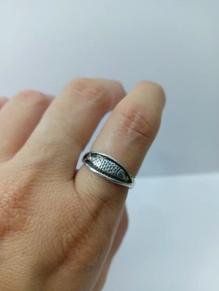 Anillo Plata 925 Vintage Diseño Pez Ajustable
