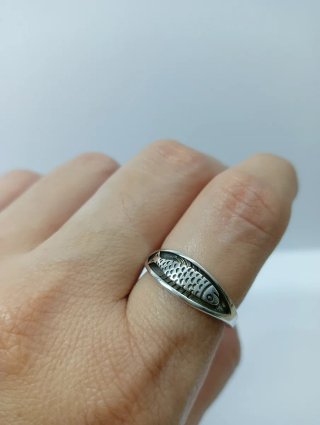 Anillo Plata 925 Vintage Diseño Pez Ajustable
