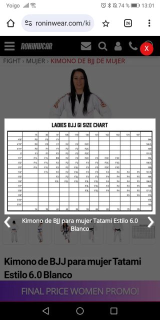 Kimono Jiu Jitsu Tatami Mujer blanco Talla F2