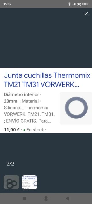 Junta Cuchillas Thermomix TM21 TM31 Nuevas