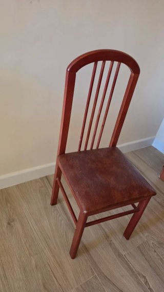 3 Sillas de Comedor Madera y Piel