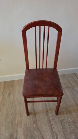3 Sillas de Comedor Madera y Piel