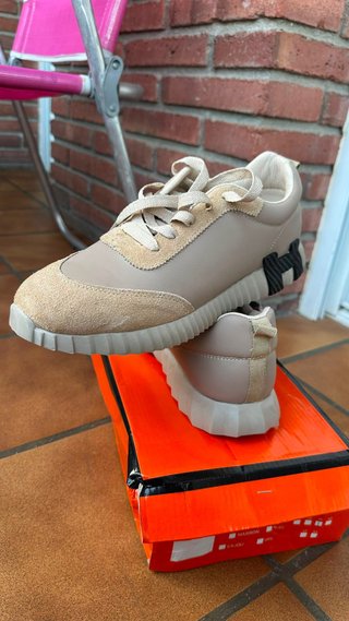 Zapatillas deportivas hombre beige/marrón