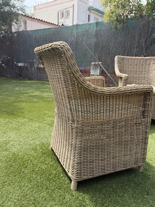 6 Sillones de Ratan Beige y Marrón
