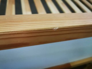 Cama alta Ikea madera y blanco