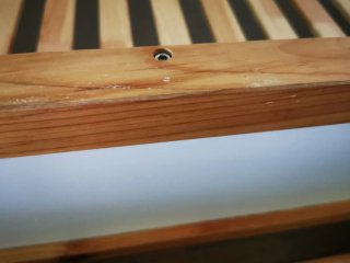 Cama alta Ikea madera y blanco