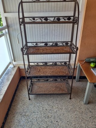 Estantería Hierro Forjado 4 Pisos Mimbre