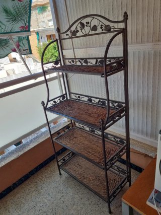 Estantería Hierro Forjado 4 Pisos Mimbre