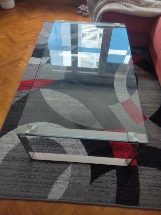 Mesa de centro cristal y metal
