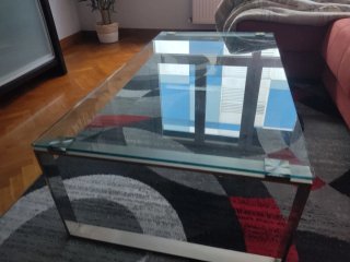 Mesa de centro cristal y metal