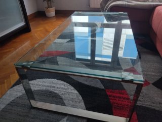 Mesa de centro cristal y metal