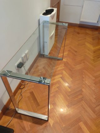 Mesa de centro cristal y metal