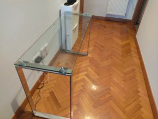 Mesa de centro cristal y metal