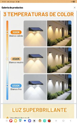 Aplique solar de pared negro 4 uni. Nueno
