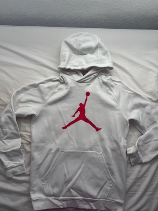 Sudadera Jordan Blanca con Logo Rojo