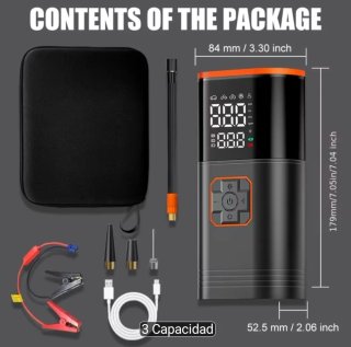 Arrancador Coche Compresor Aire,150 psi, 12000 mah