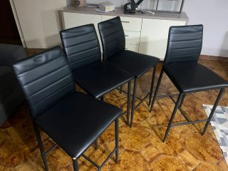 Set 4 Sedie da bar in ecopelle nera
