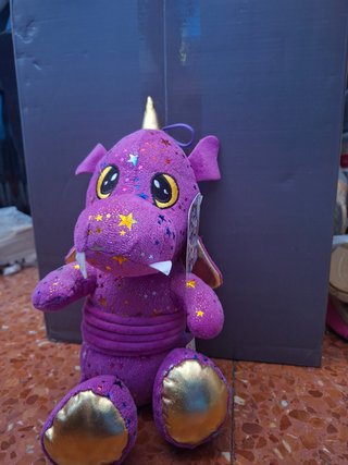 Peluche Dinosaurio Morado Estrellas Doradas