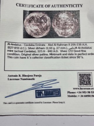 Dirham de plata Al-Ándalus Abd al-Rahman II