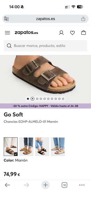 Chanclas GoSoft Marrón Hebillas Ajustables t.42-43
