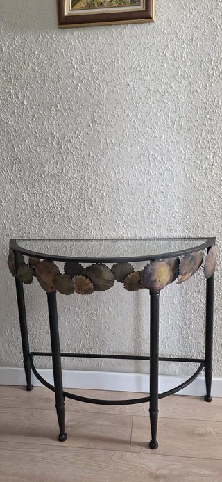 Mesita recibidor cristal y metal