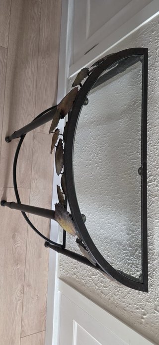 Mesita recibidor cristal y metal