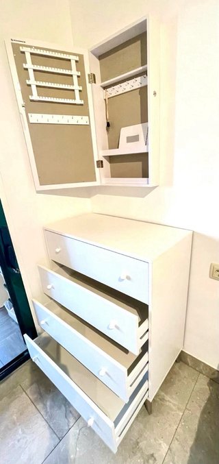 Tocador Cómoda Madera con Espejo Joyero