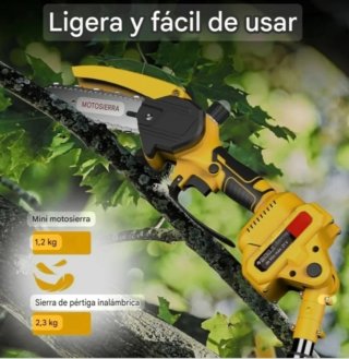 Motosierra Telescópica Recargable (2 Baterías)