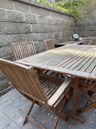 Mesa y 4 Sillas de Jardín Madera