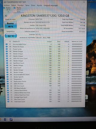 Disco SSD de 120GB 2.5, con informe