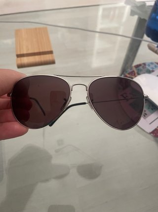 Gafas de sol aviador plateadas y marrones