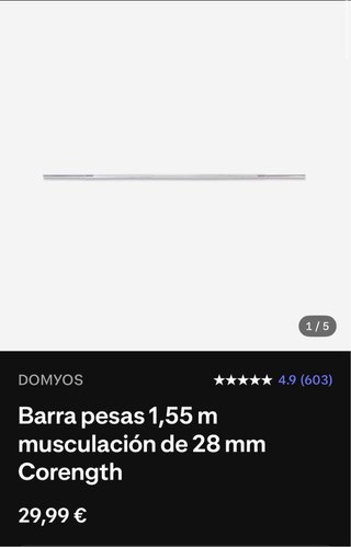 Barra pesas 1,55m musculación de 28 mm Nueva