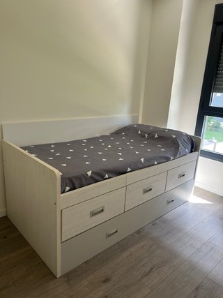 Cama nido madera 3 cajones - regalo 1 colchón