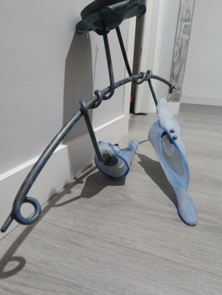 Lámpara de techo colgante azul y transparente