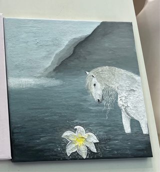 Cuadro de caballo y flor