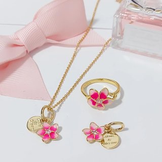 Conjunto Pandora Flor Rosa y Dorado
