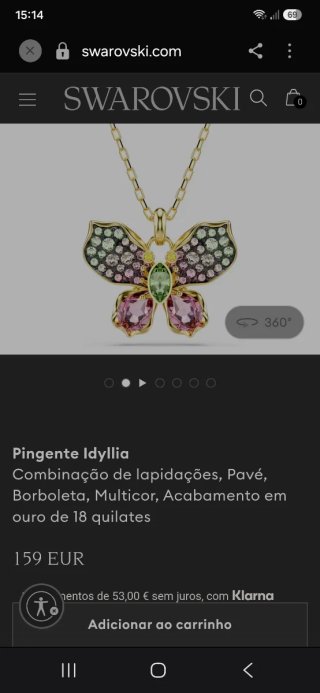 Pingente Swarovski Idyllia Borboleta