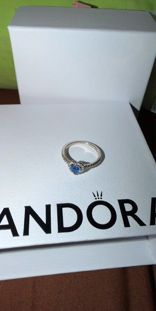 Anillo Pandora Corazón Azul Plata