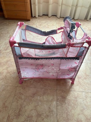 Cuna-trona para muñecas rosa