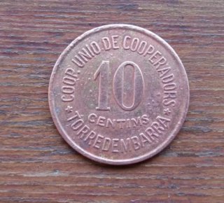 Moneda 10 céntimos Coop. Uni Coop Torredembarra