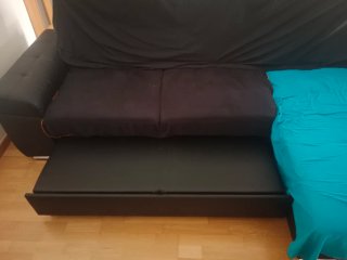 Sofá Chaise Longue Negro Piel Sintética