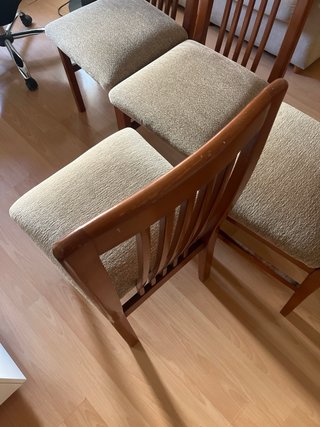Sillas de Comedor Madera y Tela Beige