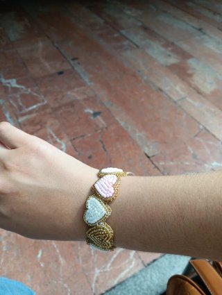 Pulsera Corazones Rosa y Blanca