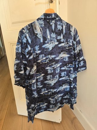 Camisa Vintage Estampado Coches Azul